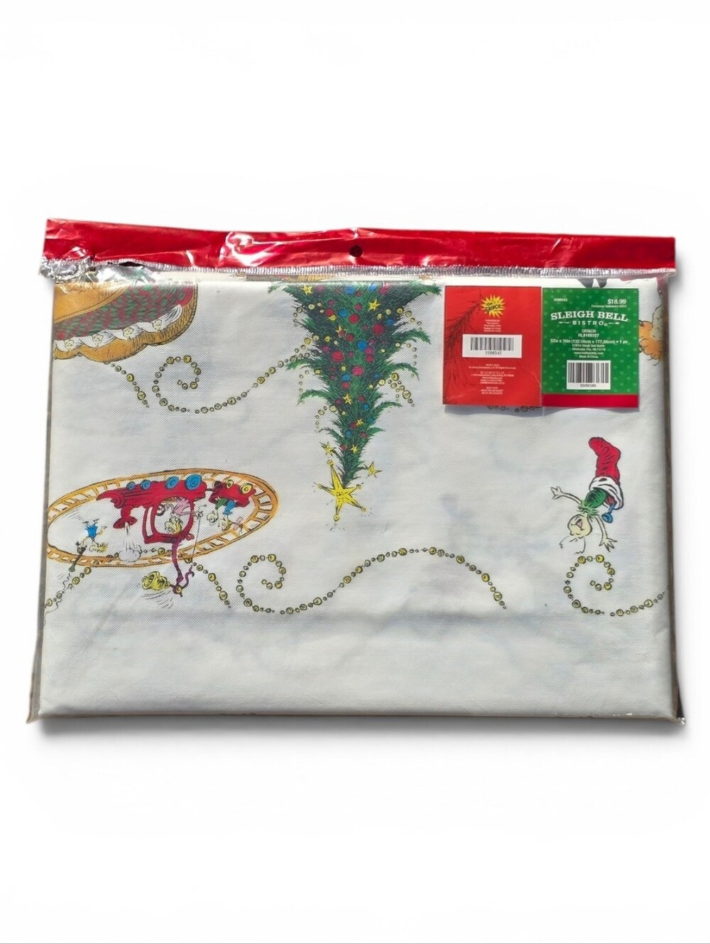 Grinch Christmas Tree Vinyl Tablecloth 52x70 NWT Holiday Decor